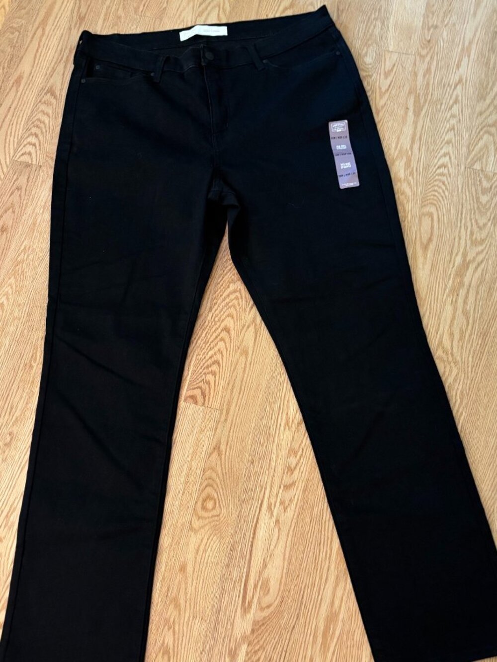 Levis Classic Mid Rise Straight Leg Jeans Black Denim Womens Plus Size 20 35x32